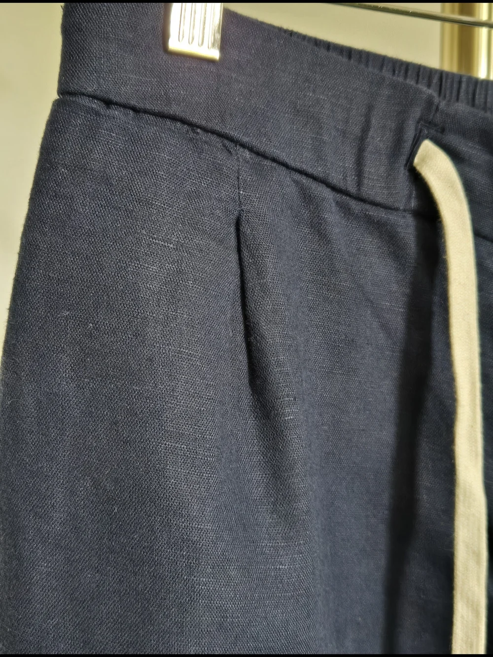 Mango Navy Drawstring Cropped Pants